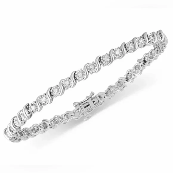 Sold- Diamond Bracelet (1/2 ct. t.w.) in Sterling Silver - Picture 1 of 7